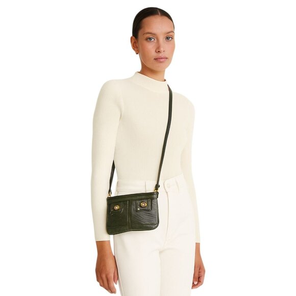 Marc Jacobs Leather Bag Crossbody Gray Satchel Handbag Shoulder WOMAN'S WOMEN'S - Picture 1 of 16